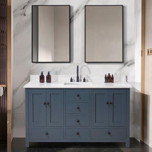 Altair 72061S-CTP-AW Trento 61 Inch Stone Effects Vanity Top with Single White Sink - Aosta White