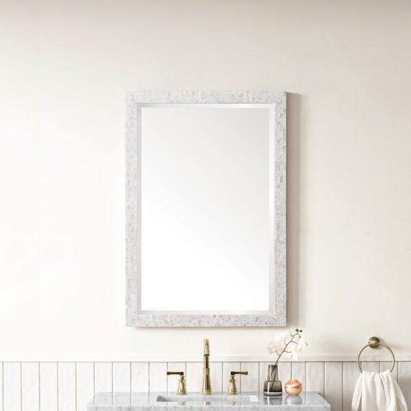 James Martin 725-M26-MOP Callie 26 Inch Rectangle Bathroom Mirror - White Mother of Pearl