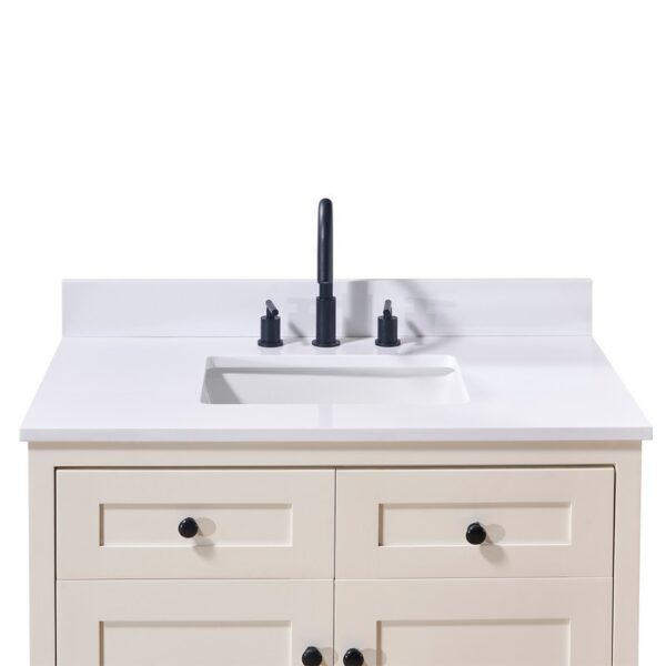 Altair 73037-CTP-SW Andalo 37 Inch Stone Effects Vanity Top with White Sink - Snow White