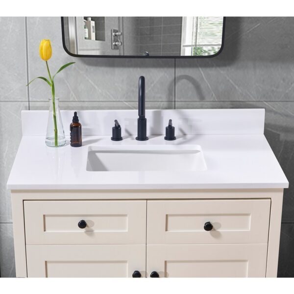 Altair 73037-CTP-SW Andalo 37 Inch Stone Effects Vanity Top with White Sink - Snow White