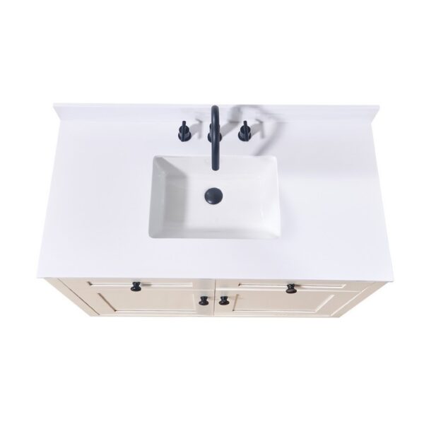 Altair 73043-CTP-SW Andalo 43 Inch Stone Effects Vanity Top with White Sink - Snow White