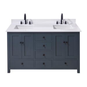 Altair 73061-CTP-SW Andalo 61 Inch Stone Effects Vanity Top with Double White Sink - Snow White