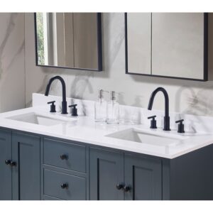 Altair 73061-CTP-SW Andalo 61 Inch Stone Effects Vanity Top with Double White Sink - Snow White