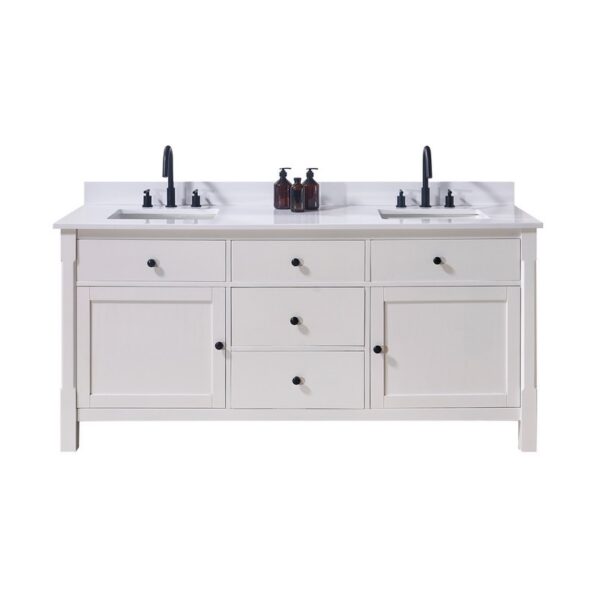 Altair 73073-CTP-SW Andalo 73 Inch Stone Effects Vanity Top with White Sink - Snow White