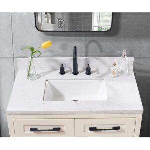 Altair 75037-CTP-AW Oderzo 37 Inch Stone Effects Vanity Top with White Sink - Aosta White