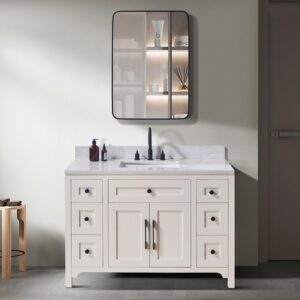 Altair 75049-CTP-AW Oderzo 49 Inch Stone Effects Vanity Top with White Sink - Aosta White