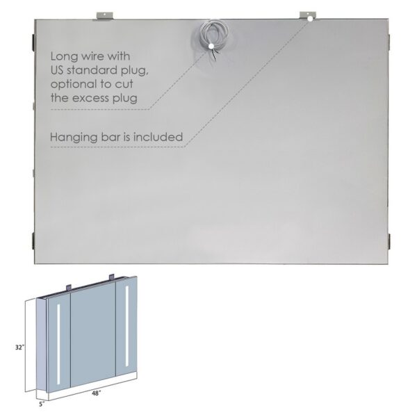 Altair 758048-LED-MC Catola 48 Inch Rectangle Frameless Surface-Mount or Recessed LED Lighted Bathroom Medicine Cabinet