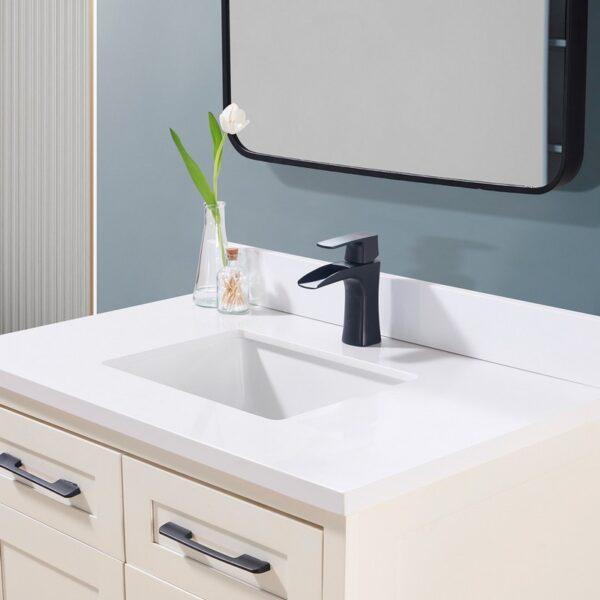 Altair 76037-CTP-SW Caorle 37 Inch Stone Effects Vanity Top with White Sink - Snow White