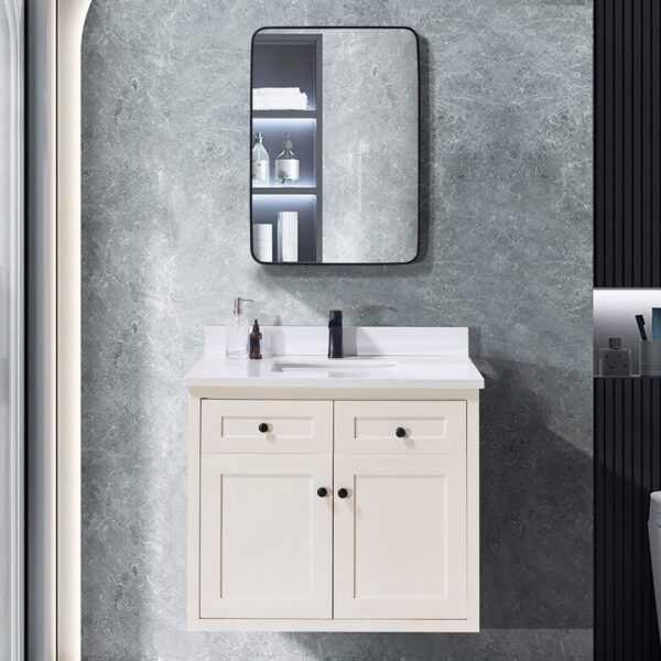 Altair 76037-CTP-SW Caorle 37 Inch Stone Effects Vanity Top with White Sink - Snow White