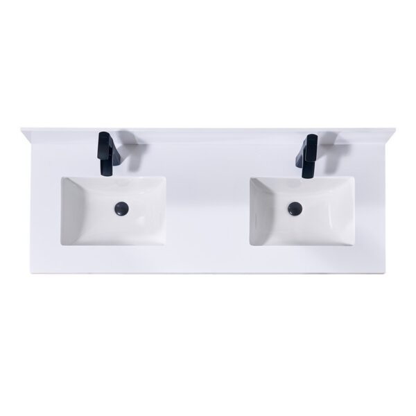 Altair 76061-CTP-SW Caorle 61 Inch Stone Effects Vanity Top with Double White Sink - Snow White