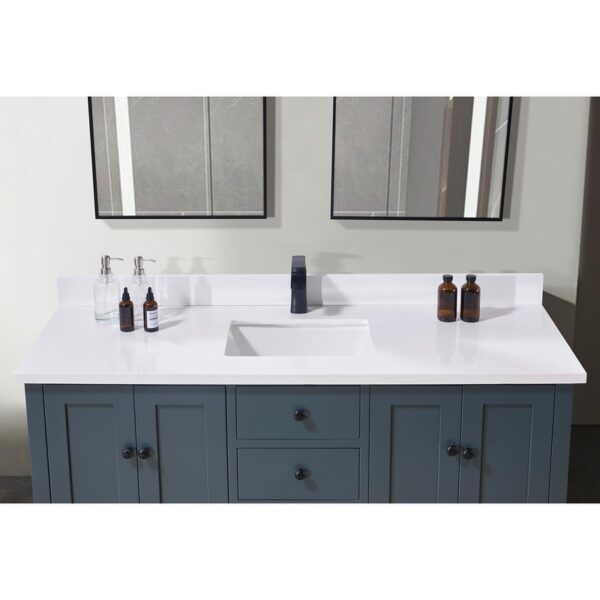 Altair 76061S-CTP-SW Caorle 61 Inch Stone Effects Vanity Top with Single White Sink - Snow White