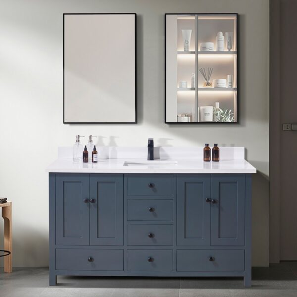 Altair 76061S-CTP-SW Caorle 61 Inch Stone Effects Vanity Top with Single White Sink - Snow White