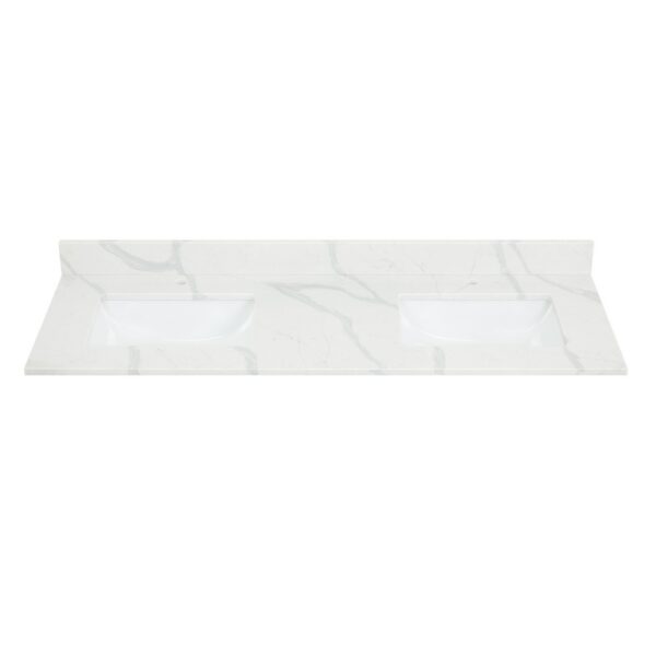 Altair 7860-CTP-CWQ Arbios 60 Inch Quartz Stone Vanity Top in Calacatta White