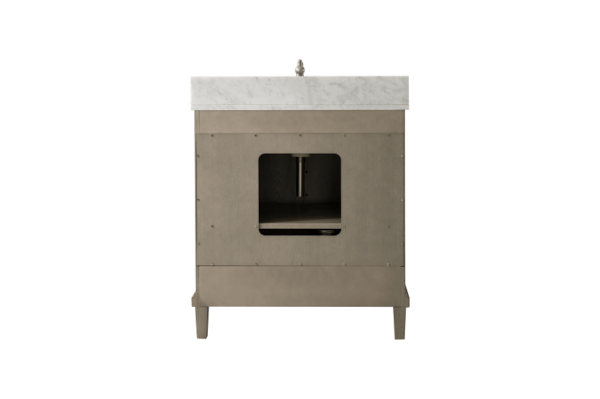 Legion Furniture WLF7040-30-AGO-CW 30 Inch Antique Gray Oak Vanity with Carrara White Marble Top