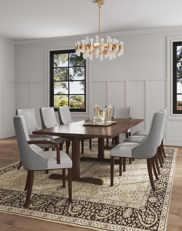 Manhattan Comfort Shubert 8-Piece Modern Faux Leather and Velvet Dining Chair Set in Light Grey