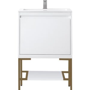 James Martin 801V23.6GWRGDGW Milan 23 5/8 Inch Single Vanity Cabinet with Glossy White Composite Top - Glossy White