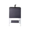 James Martin 801V23.6MGGGWCHB Milan 23.6 Inch Single Vanity Cabinet in Modern Grey Glossy and Glossy White with Charcoal Black Composite Top