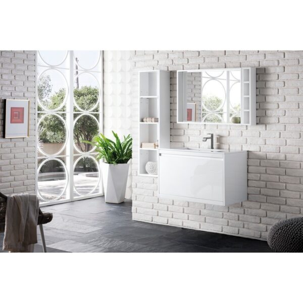 James Martin 801V31.5GWGW Milan 31.5 Inch Single Vanity Cabinet in Glossy White with Glossy White Composite Top