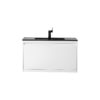 James Martin 801V35.4GWCHB Milan 35.4 Inch Single Vanity Cabinet in Glossy White with Charcoal Black Composite Top