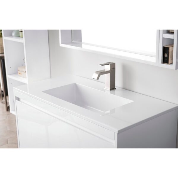 James Martin 801V35.4GWGW Milan 35.4 Inch Single Vanity Cabinet in Glossy White with Glossy White Composite Top