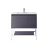 James Martin 801V35.4MGGGWGW Milan 35.4 Inch Single Vanity Cabinet in Modern Grey Glossy and Glossy White with Glossy White Composite Top