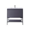 James Martin 801V35.4MGGMBKGW Milan 35.4 Inch Single Vanity Cabinet in Modern Grey Glossy and Matte Black with Glossy White Composite Top