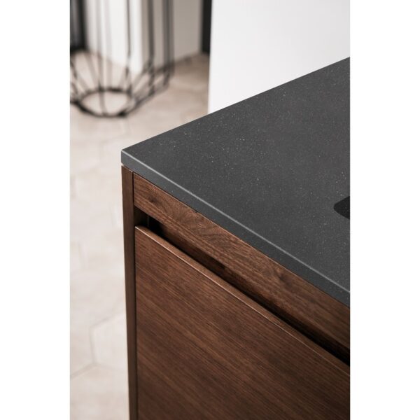 James Martin 801V35.4WLTBNKCHB Milan 35.4 Inch Single Vanity Cabinet in Mid Century Walnut and Brushed Nickel with Charcoal Black Composite Top