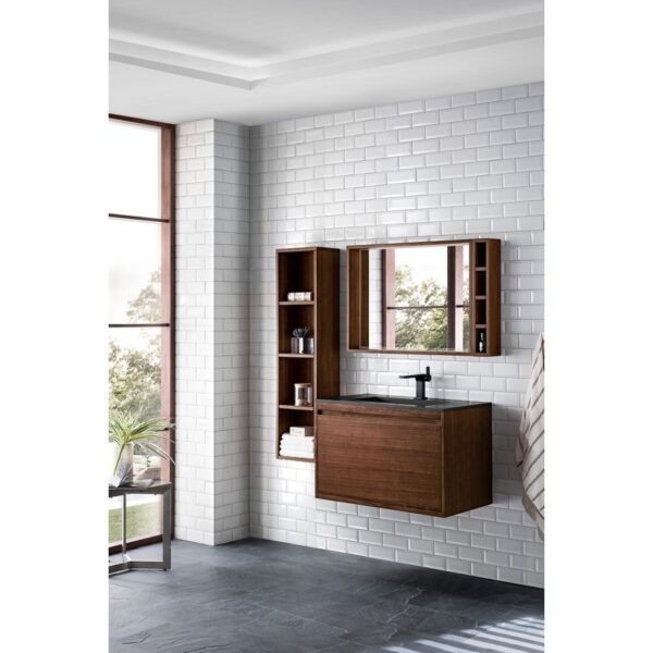 James Martin 801V35.4WLTCHB Milan 35.4 Inch Single Vanity Cabinet in Mid Century Walnut with Charcoal Black Composite Top