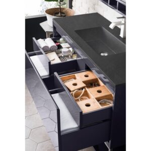 James Martin 801V47.3MGGCHB Milan 47.3 Inch Single Vanity Cabinet in Modern Grey Glossy with Charcoal Black Composite Top