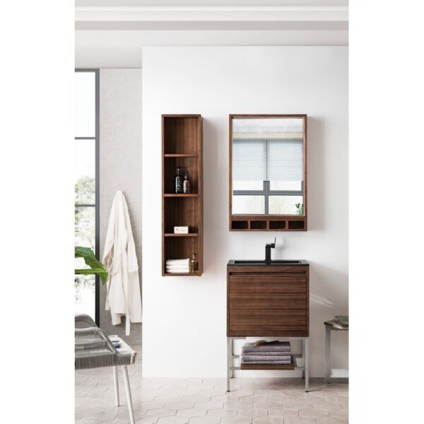 James Martin 803-M23.6-WLT Milan 23.6 Inch Rectangular Cube Mirror in Mid Century Walnut