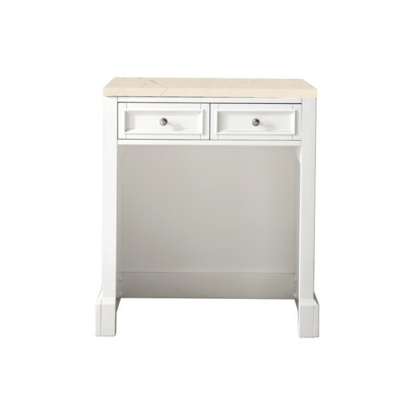 James Martin 825-CU30-BW-3EMR De Soto 30 Inch Countertop Unit (makeup counter) in Bright White with 3 CM Eternal Marfil Quartz Top