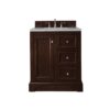 James Martin 825-V30-BNM-3ESR De Soto 30 Inch Single Vanity in Burnished Mahogany with 3 CM Eternal Serena Quartz Top