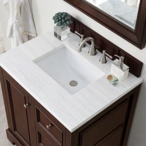 James Martin 825-V30-BNM-3AF De Soto 31 Inch Single Vanity in Burnished Mahogany with 3 cm Arctic Fall Solid Surface Top