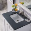 James Martin 825-V30-BW-3CSP De Soto 31 Inch Single Vanity in Bright White with 3 cm Charcoal Soapstone Quartz Top with Sink