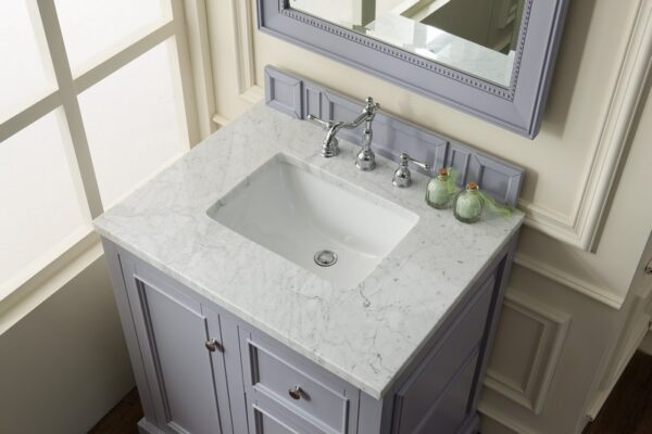 James Martin 825-V30-SL-3CAR De Soto 31 Inch Single Vanity in Silver Gray with 3 cm Carrara Marble Top