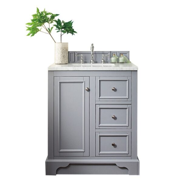 James Martin 825-V30-SL-3EJP De Soto 31 Inch Single Vanity in Silver Gray with 3 cm Eternal Jasmine Pearl Quartz Top with Sink