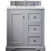 James Martin 825-V30-SL-3ENC De Soto 31 1/4 Inch Single Vanity Cabinet with Ethereal Noctis Quartz Top - Silver Gray