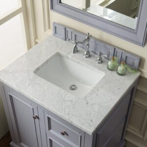 James Martin 825-V30-SL-3CAR De Soto 31 Inch Single Vanity in Silver Gray with 3 cm Carrara Marble Top