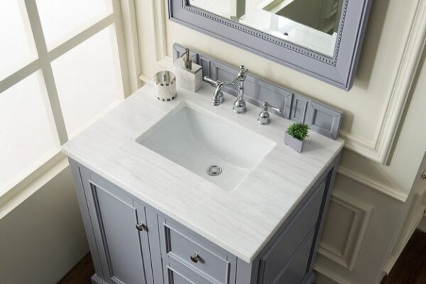 James Martin 825-V30-SL-3AF De Soto 31 Inch Single Vanity in Silver Gray with 3 cm Arctic Fall Solid Surface Top