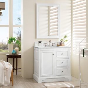 James Martin 825-V36-BW-3ENC De Soto 37 1/4 Inch Single Vanity Cabinet with Ethereal Noctis Quartz Top - Bright White