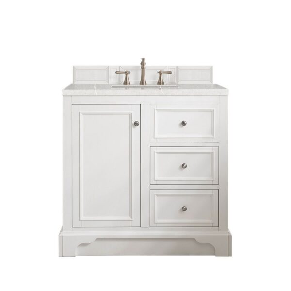 James Martin 825-V36-BW-3ESR De Soto 36 Inch Single Vanity in Bright White with 3 CM Eternal Serena Quartz Top