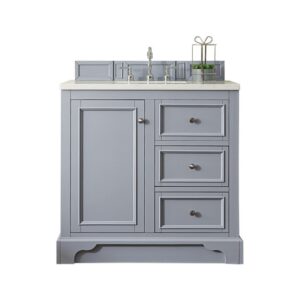 James Martin 825-V36-SL-3AF De Soto 37 Inch Single Vanity in Silver Gray with 3 cm Arctic Fall Solid Surface Top