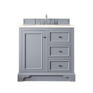 James Martin 825-V36-SL-3EMR De Soto 36 Inch Single Vanity in Silver Gray with 3 CM Eternal Marfil Quartz Top