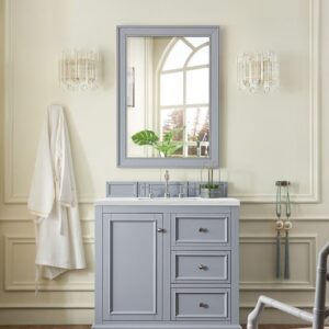 James Martin 825-V36-SL-3ENC De Soto 37 1/4 Inch Single Vanity Cabinet with Ethereal Noctis Quartz Top - Silver Gray