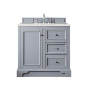 James Martin 825-V36-SL-3ESR De Soto 36 Inch Single Vanity in Silver Gray with 3 CM Eternal Serena Quartz Top