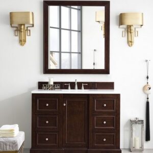 James Martin 825-V48-BNM-3AF De Soto 49 Inch Single Vanity in Burnished Mahogany with 3 cm Arctic Fall Solid Surface Top