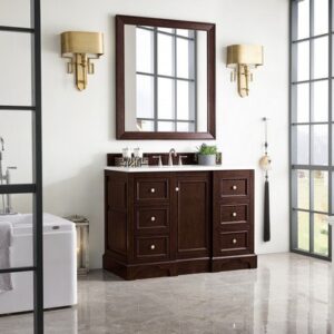 James Martin 825-V48-BNM-3AF De Soto 49 Inch Single Vanity in Burnished Mahogany with 3 cm Arctic Fall Solid Surface Top