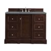 James Martin 825-V48-BNM-3CBL De Soto 49 1/4 Inch Single Vanity Cabinet with Cala Blue Quartz Top - Burnished Mahogany