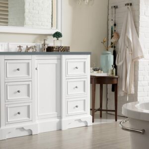 James Martin 825-V48-BW-3CBL De Soto 49 1/4 Inch Single Vanity Cabinet with Cala Blue Quartz Top - Bright White