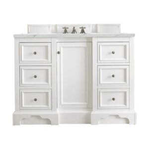 James Martin 825-V48-BW-3ENC De Soto 49 1/4 Inch Single Vanity Cabinet with Ethereal Noctis Quartz Top - Bright White